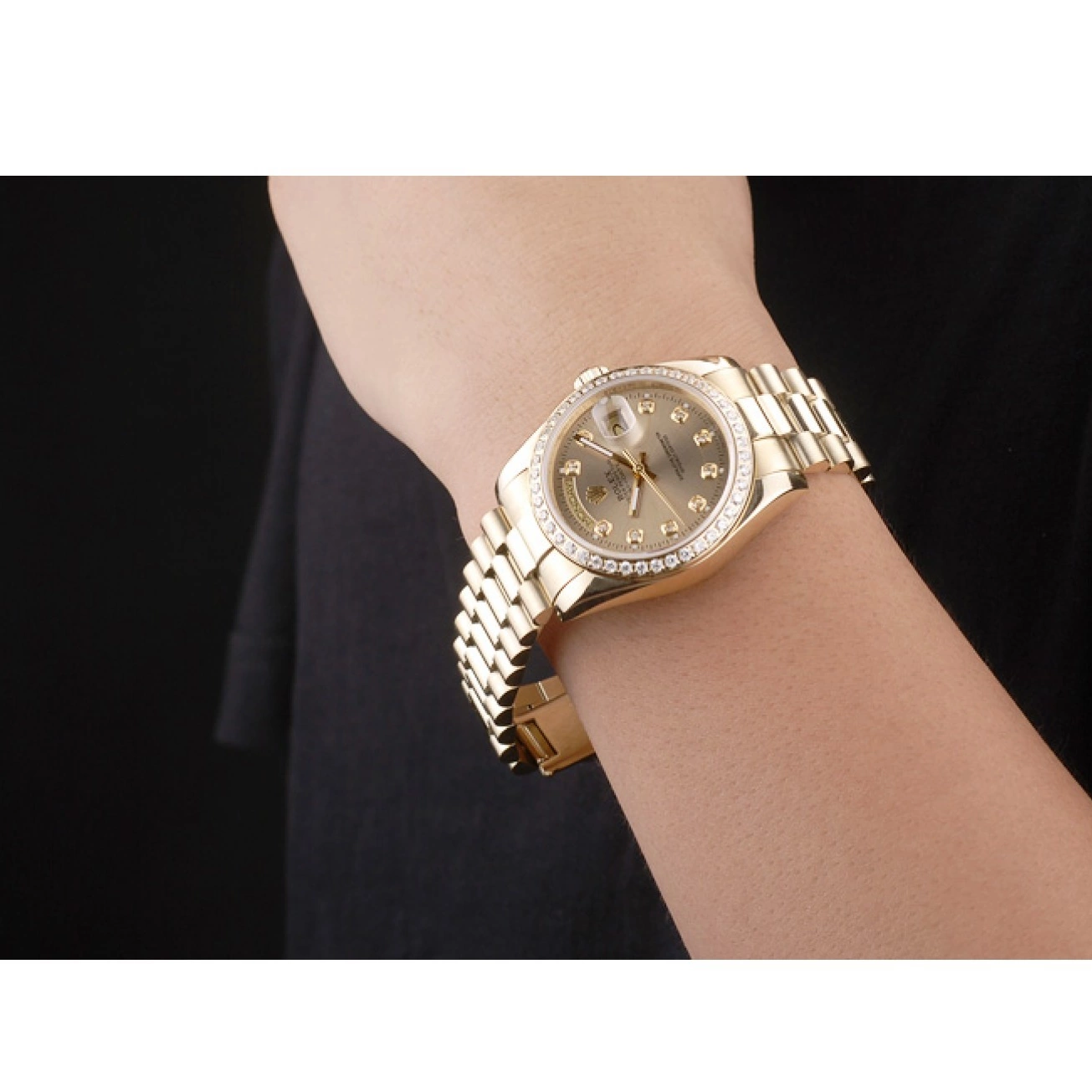 AAA Replica Watches Stainless 18k Day-Date Gold Steel Rolex Dial Plated Yellow Gold 0815
